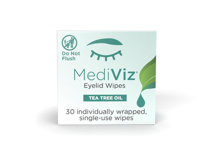 Tea Tree Eyelid Cleanser Wipes – 30 Single-Use Towelettes – Eyelash & Eyelid Wipes for Soothing Dry Eye Irritation, Demodex Removal & More​