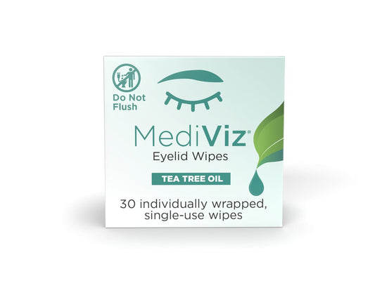 Tea Tree Eyelid Cleanser Wipes – 30 Single-Use Towelettes – Eyelash & Eyelid Wipes for Soothing Dry Eye Irritation, Demodex Removal & More​