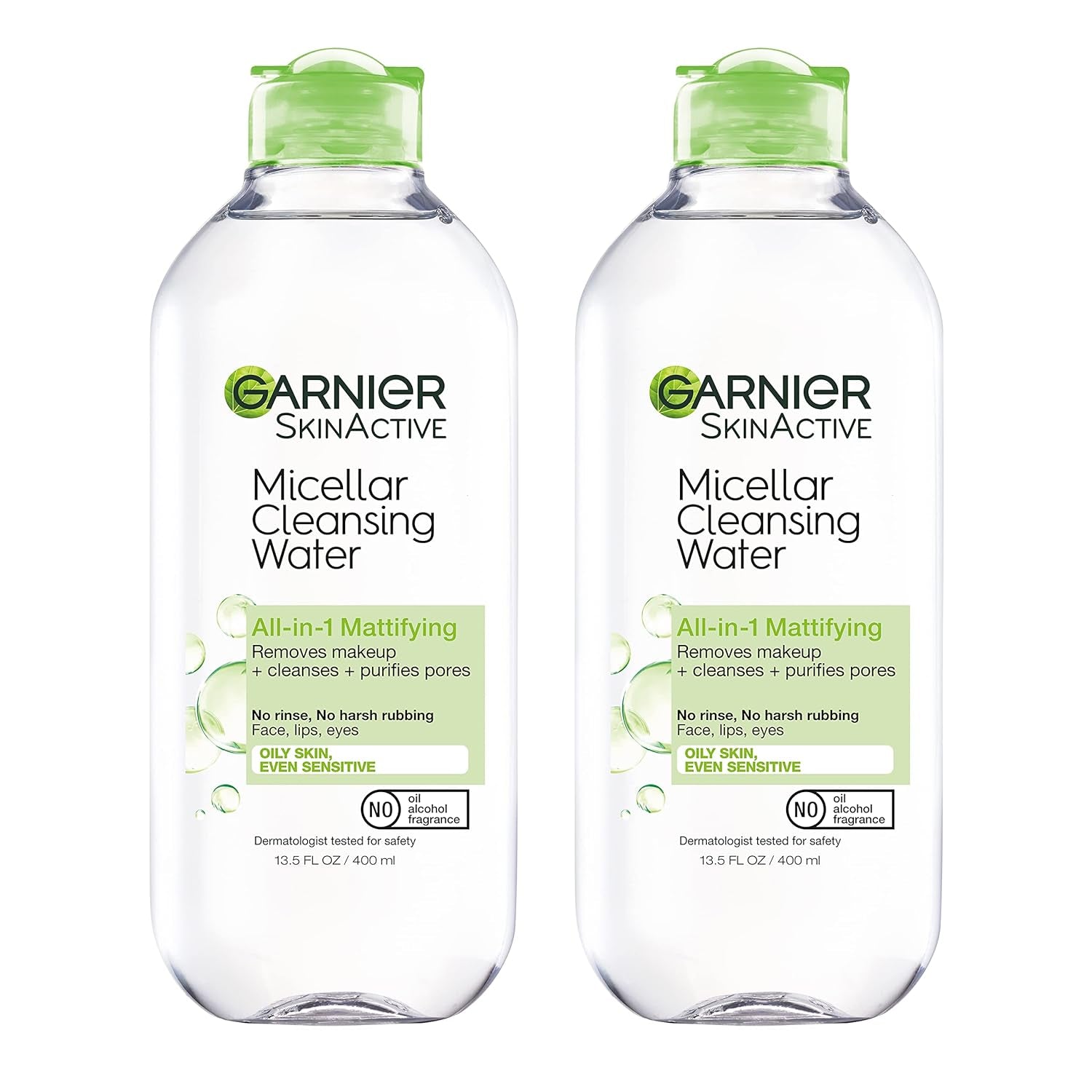 Micellar Water for Oily Skin, Facial Cleanser & Makeup Remover, Mattifying, for All Skin Types, Vegan, Cruelty Free, 13.5 Fl Oz (400Ml), 2 Count