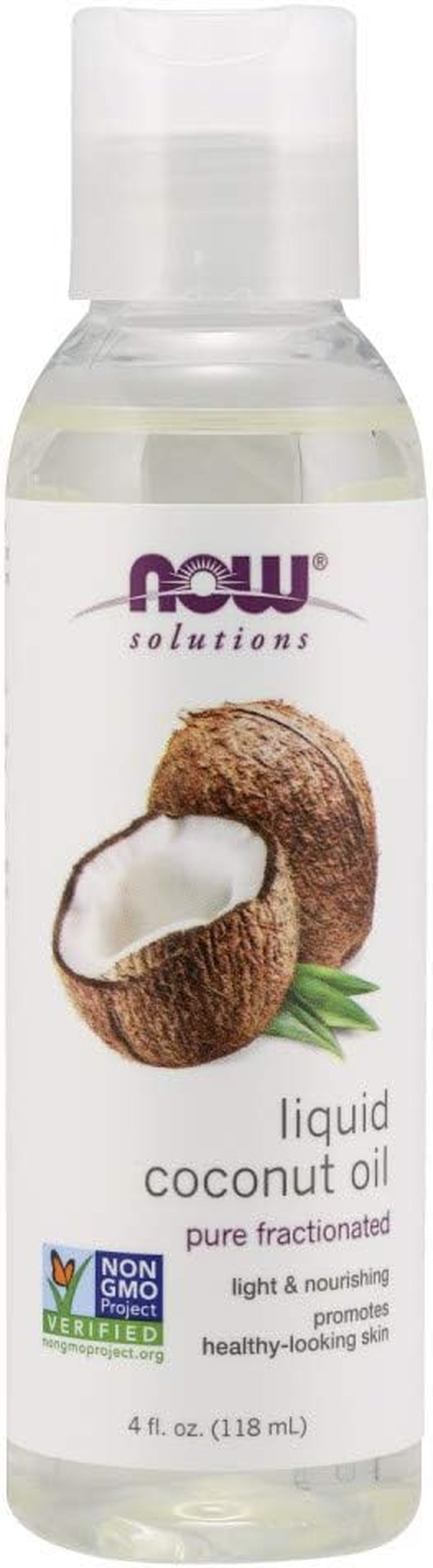 NOW Solutions, Liquid Coconut Oil, Light and Nourishing, Promotes Healthy-Looking Skin and Hair, 4-Ounce