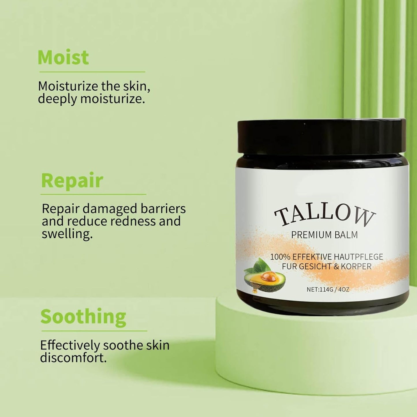 Beef Tallow Balm for Skin Care，Beef Tallow Moisturizer for Skin Care，Beef Tallow Skincare，Natural Moisturizing Oil for Dry Skin Beef Tallow，Whipped & Unscented Balm 4 Oz (2)