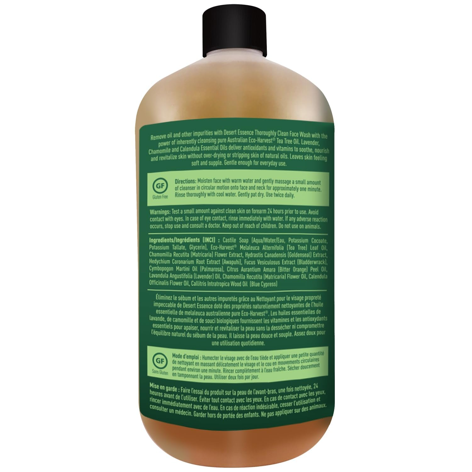 Thoroughly Clean Face Wash - Original - 32 Fl Oz - Tea Tree Oil - for Soft Radiant Skin - Gentle Cleanser - Extracts of Goldenseal, Awapuhi, Chamomile Essential Oils