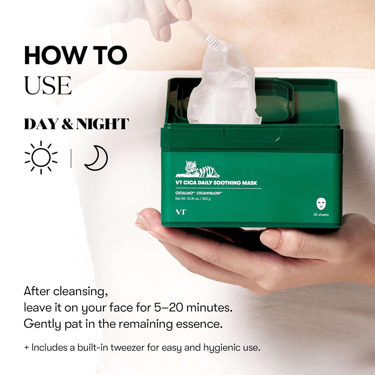 Daily Soothing Mask 30Ea, Facial Sheet Mask for Moist & Hydrating, 30 Day Supply, Centella Asiatica Face Mask