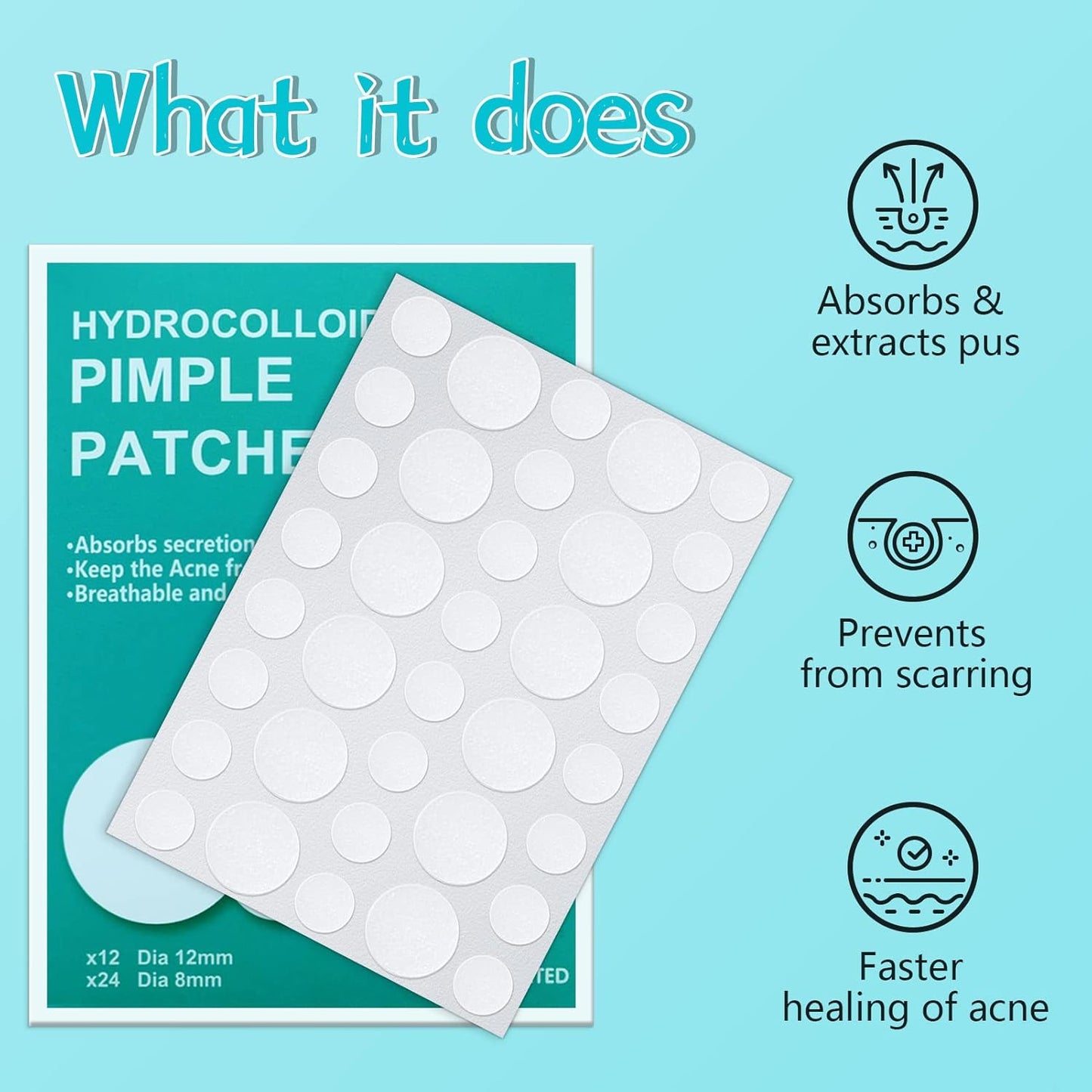 180 Counts Pimple Patches for Face Hydrocolloid Acne Patches for Face Invisible Zit Patches for Face Pimple Patch Acne Spot Treatment Patch Blemish Patches Cover Patches Stickers